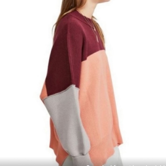 Free People Easy Street Tunic - Peach Combo | NWOT | oversized pullover sweater - Picture 5 of 7